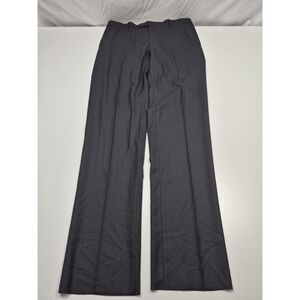 Turbo 160s Pants Mens 36x36 Black Wool Striped Flat Front Straight Unhemmed